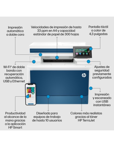 Color LaserJet Pro Impresora multifunción 4302dw, Color, Impresora para Pequeñas y medianas empresas, Impresión, copia, escáner