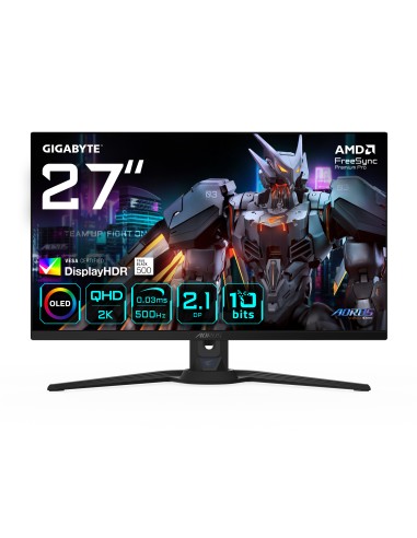 AORUS FO27Q5P Monitor Gaming OLED QHD  2560 x 1440, 500Hz, 0,03ms, KVM, 300 cd/m², FreeSync Premium Pro, DisplayHDR True Black 