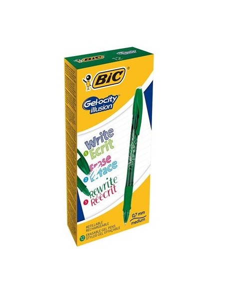 Gel-ocity illusion Bolígrafo de gel con tapa Verde 12 pieza(s)