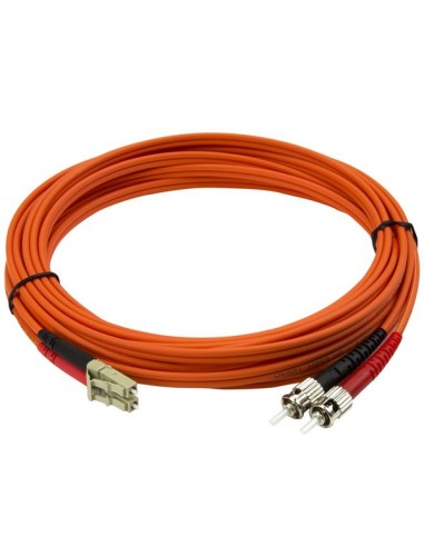 Cable Adaptador de Red de 5m Multimodo Dúplex Fibra Óptica LC-ST 50/125 - Patch Duplex