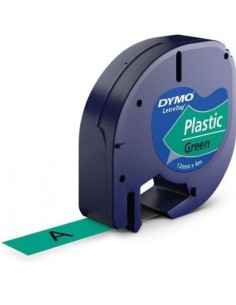 Cinta dymo letratag plastico negro verde 12mmx4m