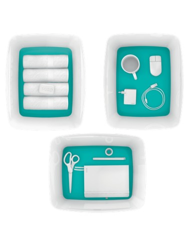 52161051 caja de almacenaje Rectangular ABS sintéticos Azul, Blanco