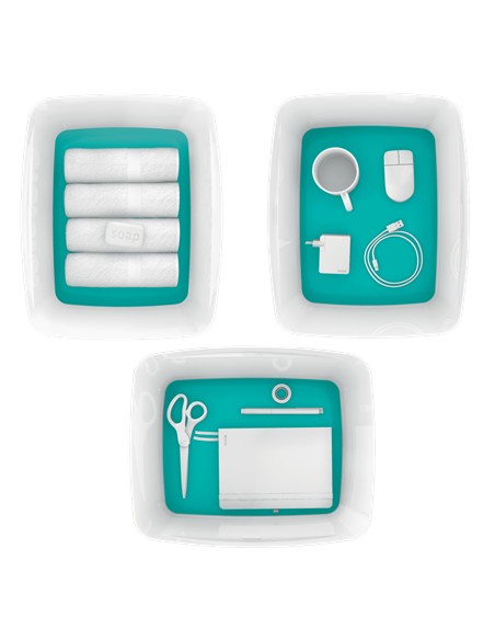 52161051 caja de almacenaje Rectangular ABS sintéticos Azul, Blanco