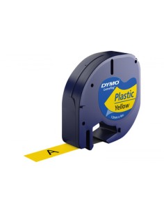 CINTA DYMO LETRATAG PLASTICO NEGRO AMARILLO 12MMX4M