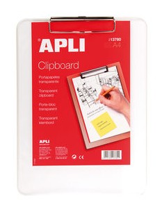 CARPETA A4 CON PINZA SUPERIOR PLASTICO TRANSPARENTE