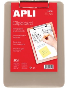 CARPETA A4 CON PINZA SUPERIOR PLASTICO GRIS TRANSLUCIDO