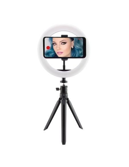 Aro de luz , Trípode sobremesa regulable, 3 Temperaturas, 10 intensidades luz, 72 Lúmenes