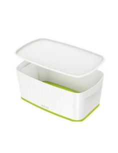 52291054 caja de almacenaje Rectangular ABS sintéticos Verde, Blanco