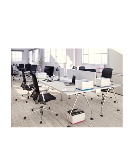 52291054 caja de almacenaje Rectangular ABS sintéticos Verde, Blanco