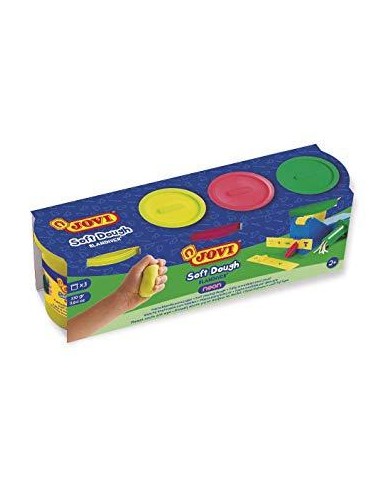 JOVI PLASTILINA SOFT DOUGH BLANDIVER 3 BOTES DE 110GR COLORES NEÓN EN ESTUCHE
