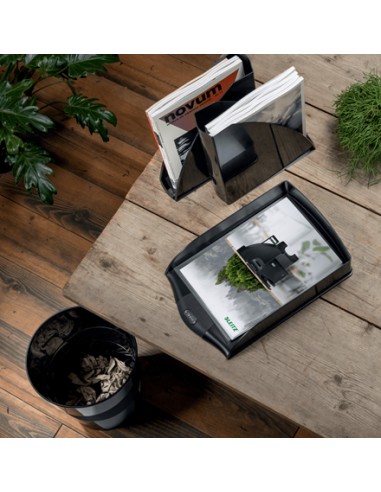 Recycle Papierkorb Alrededor Plástico reciclado Negro