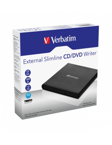 External Slimline CD/DVD Writer unidad de disco óptico DVD±RW Negro