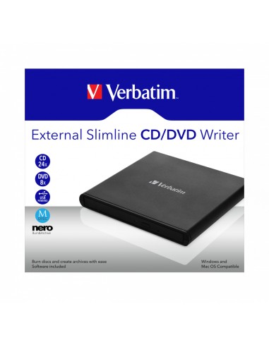 External Slimline CD/DVD Writer unidad de disco óptico DVD±RW Negro