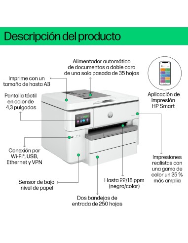OfficeJet Pro Impresora multifunción HP 9730e de formato ancho, Color, Impresora para Oficina pequeña, Impresión, copia, escáne