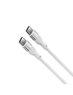 Cable de carga y datos , 1m, USB-C a USB-C, Carga ultrarrápida 60W, Silicona, Puertos Aleación de aluminio, Blanco