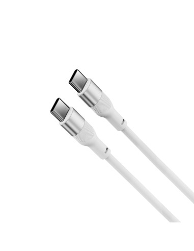 Cable de carga y datos , 1m, USB-C a USB-C, Carga ultrarrápida 60W, Silicona, Puertos Aleación de aluminio, Blanco