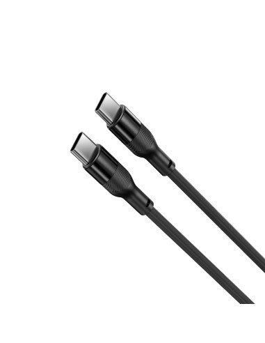 Cable de carga y datos , 1m, USB-C a USB-C, Carga ultrarrápida 60W, Silicona, Puertos Aleación de aluminio, Negro