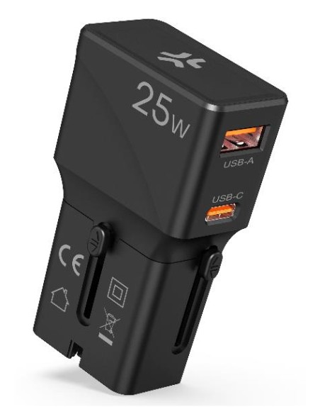 MULTIPLUGSL25W cargador de dispositivo móvil Auriculares, Smartphone, Tableta Negro Corriente alterna Carga rápida Interior