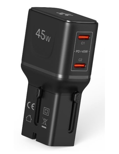 MULTIPLUGSL45W cargador de dispositivo móvil Auriculares, Smartphone, Tableta Negro Corriente alterna Carga rápida Interior