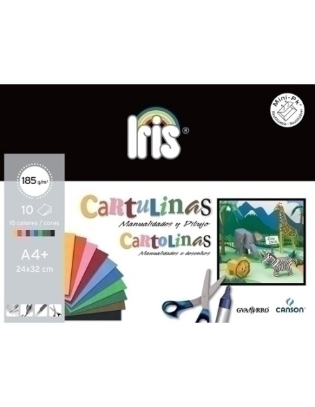CARTULINA A4+ IRIS MINI PACK de 10