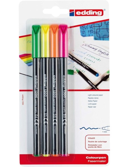 BLISTER 4 COLORES EDDING 1200 COLOURPEN SURTIDOS