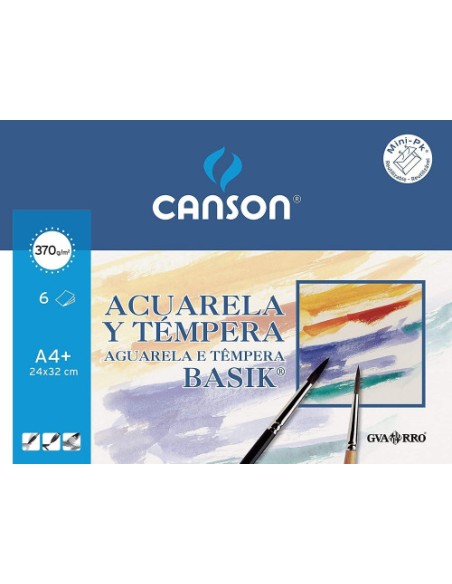 MINIPACK PROMO 24X32 6H ACUARELA BASIK 370G 20% HOJAS GRATIS GUARRO CANSON C400110488
