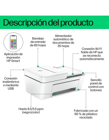 Impresora multifunción HP DeskJet 4220e, Color, Impresora para Hogar, Impresión, copia, escáner, HP+  Compatible con el servici