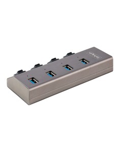 Hub USB-C Autoalimentado de 4 puertos con Interruptores Individuales - Concentrador USB 3.0 a 5 Gbps con Fuente de Alimentación 2