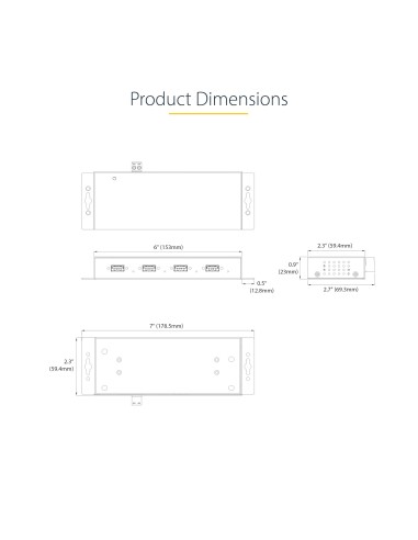 Hub Industrial USB 3.0 de 5Gbps de 4 Puertos - Concentrador USB con Protección de Picos y Descargas ESD - Ladrón USB-A de Monta