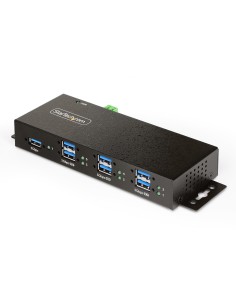 Hub USB Industrial de 7 Puertos Gestionado - Servicio Pesado - Caja de Metal - Protección ESD y Sobretensión - Montaje DIN, Par