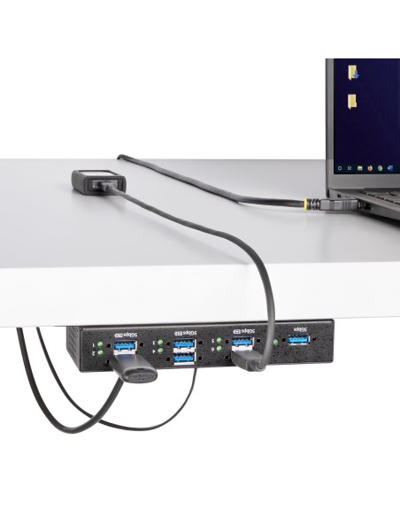 Hub USB Industrial de 7 Puertos Gestionado - Servicio Pesado - Caja de Metal - Protección ESD y Sobretensión - Montaje DIN, Par