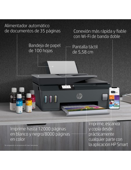 Smart Tank Plus Impresora multifunción inalámbrica 570, Color, Impresora para Hogar, Impresión, escaneado, copia, AAD, Wi-Fi, E