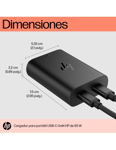 Cargador para portátil de con USB-C GaN de 65 W