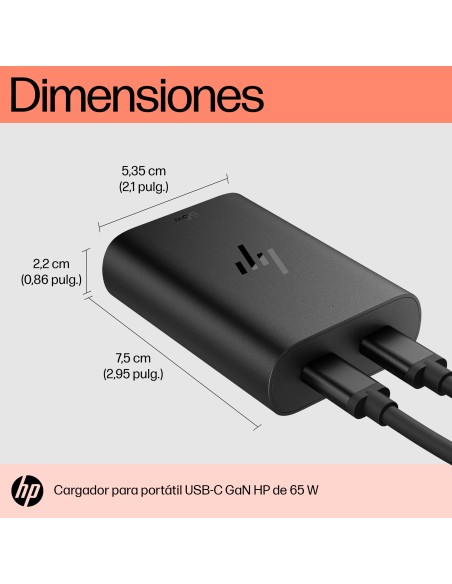 Cargador para portátil de con USB-C GaN de 65 W