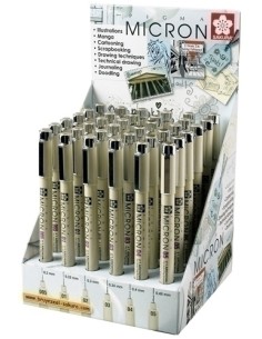 TALENS SAKURA EXPOSITOR DE 36 ROTULADORES PERMANENTES PIGMA MICRON FINELINER NEGRO