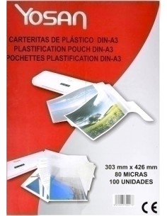 YOSAN FUNDAS PLASTIFICAR 2X80 MICRAS BRILLO A3 -CAJA 100U-
