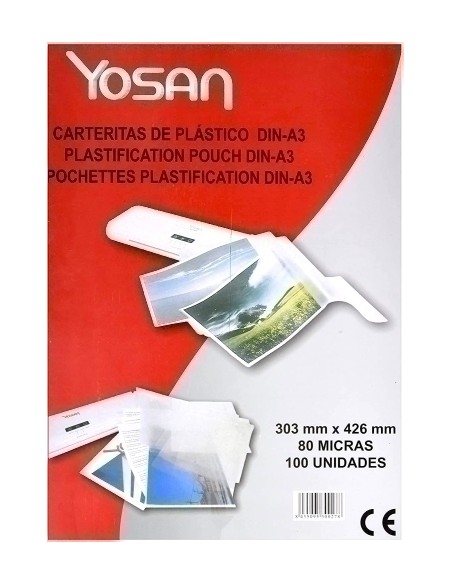 YOSAN FUNDAS PLASTIFICAR 2X80 MICRAS BRILLO A3 -CAJA 100U-
