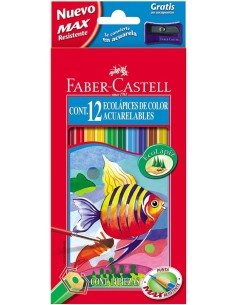 Estuche 12 lapices acuarelables pincel Faber Castell
