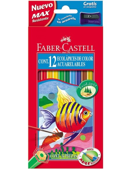 Estuche 12 lapices acuarelables pincel Faber Castell Estuche 12 lapices acuarelables pincel Faber Castell