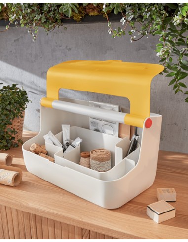 61250019 caja de almacenaje Rectangular Acrilonitrilo butadieno estireno (ABS) Blanco, Amarillo