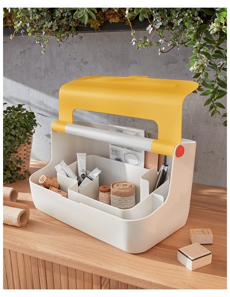 61250019 caja de almacenaje Rectangular Acrilonitrilo butadieno estireno (ABS) Blanco, Amarillo