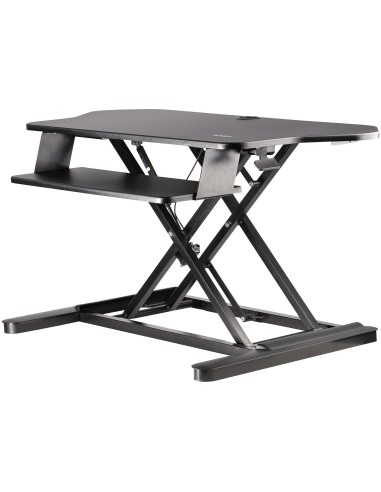 Convertidor Escritorio de Pie y Sentado de Esquina - con Bandeja para Teclado - con Superficie de 89cm x 53cm - Escritorio Ergon