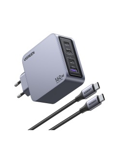 Nexode Pro 160W GaN Charger with USB-C Cable Universal Negro, Gris Corriente alterna Carga rápida Interior