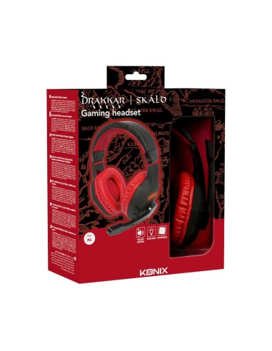 Drakkar 61881187304 auricular y casco Auriculares Alámbrico Diadema Juego Negro, Rojo