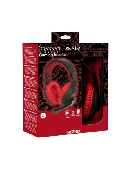 Drakkar 61881187304 auricular y casco Auriculares Alámbrico Diadema Juego Negro, Rojo