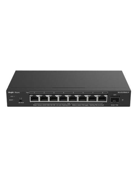 RG-ES209MG-P switch No administrado L2 2.5G Ethernet (100/1000/2500) Energía sobre Ethernet (PoE) Negro