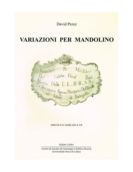 Variazioni per Mandolino inclui gravacao em CD audio interpretada por Jose Grossinho