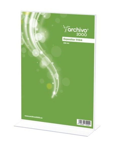 ARCHIVO 2000 EXPOSITOR SOBREMESA EN FORMA DE T DIN A4 VERTICAL 90X210X305 MM CRISTAL TRANSPARENTE