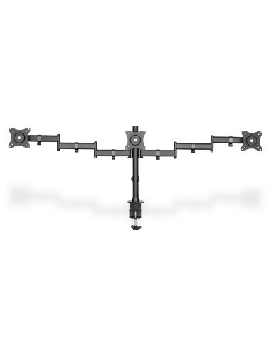 Soporte triple para monitor con fijación de abrazadera