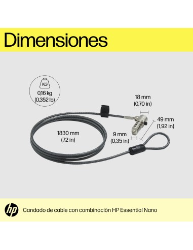 Bloqueo de cable esencial con combinación Nano
